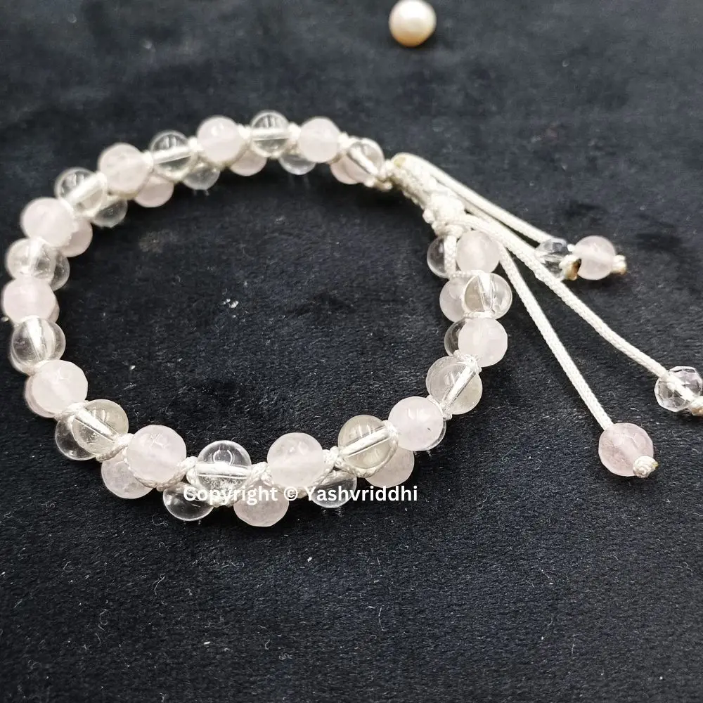 Spiritual Harmony Gemstone Bracelet Meditation and Relaxation Crystal Rose Quartz & Sphatik Double Layer Bracelets Jewelry