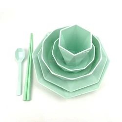 7 PCS Wholesale Colorful Fashion Diamond Design Durable Melamine tableware Dinner Ware Set
