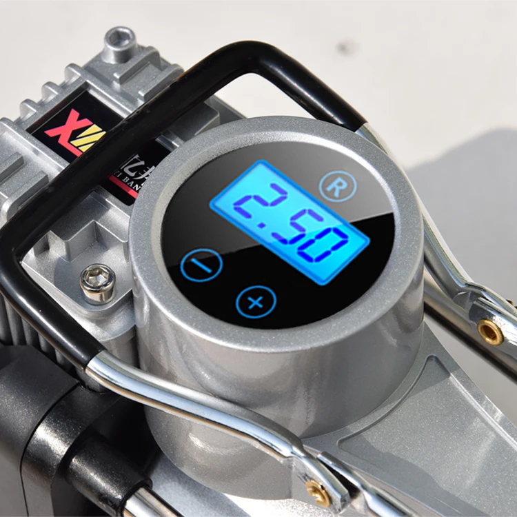 Цифровой мощный двухцилиндровый автомобильный воздушный компрессор, автомобильный насос со светодиодной подсветкой