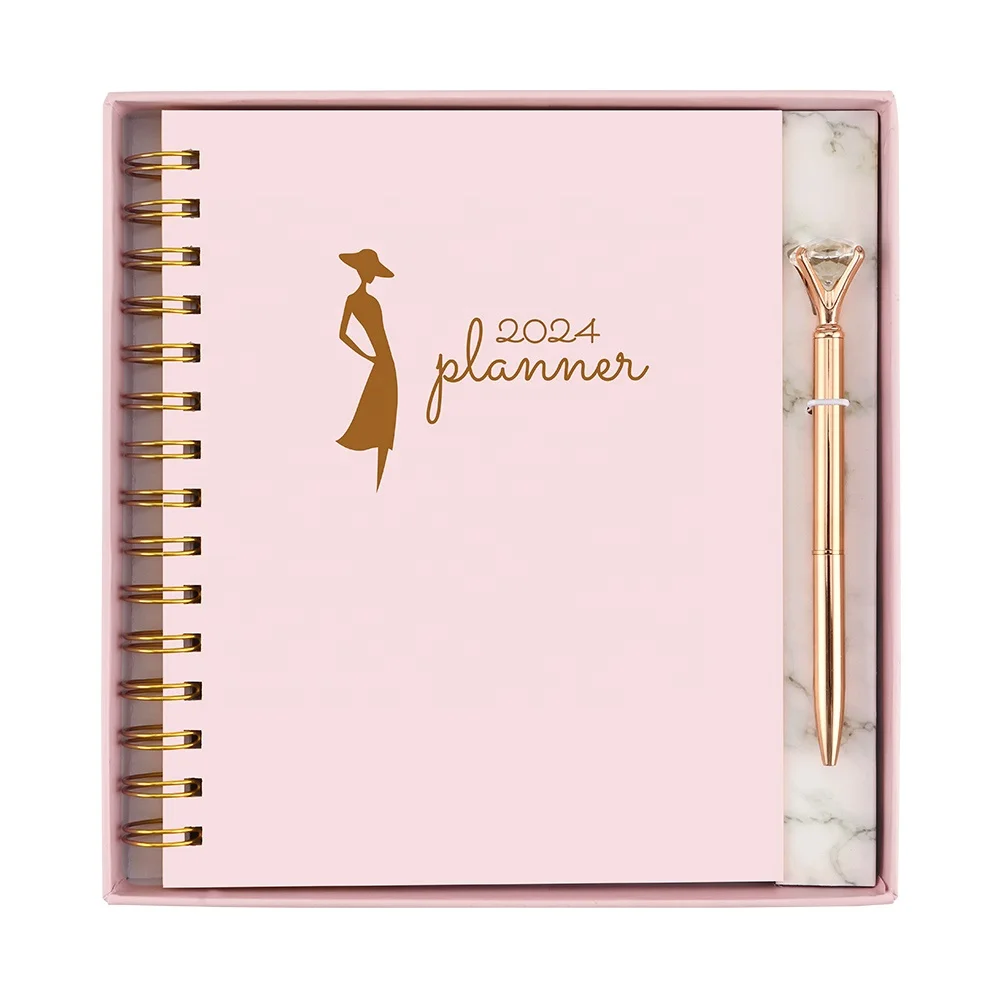 Customizable Luxury Gold Foil Decorative ECO Friendly Hardback Pocket Journals 2024 Planners Note books