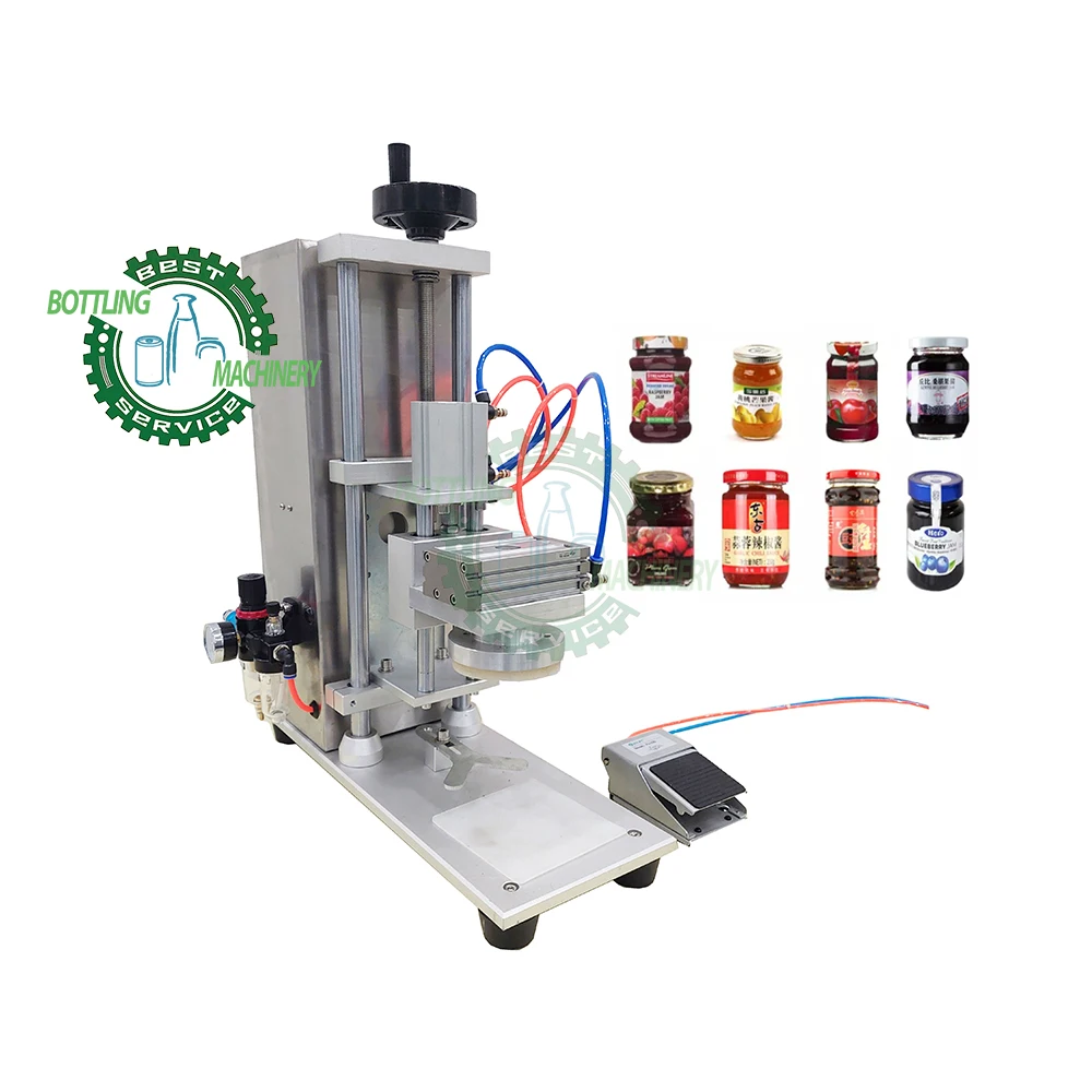 Semi-auto tabletop Paste cream cheese salad wasabi mustard metal three screw cap cover lid glass jar capper sealer machine