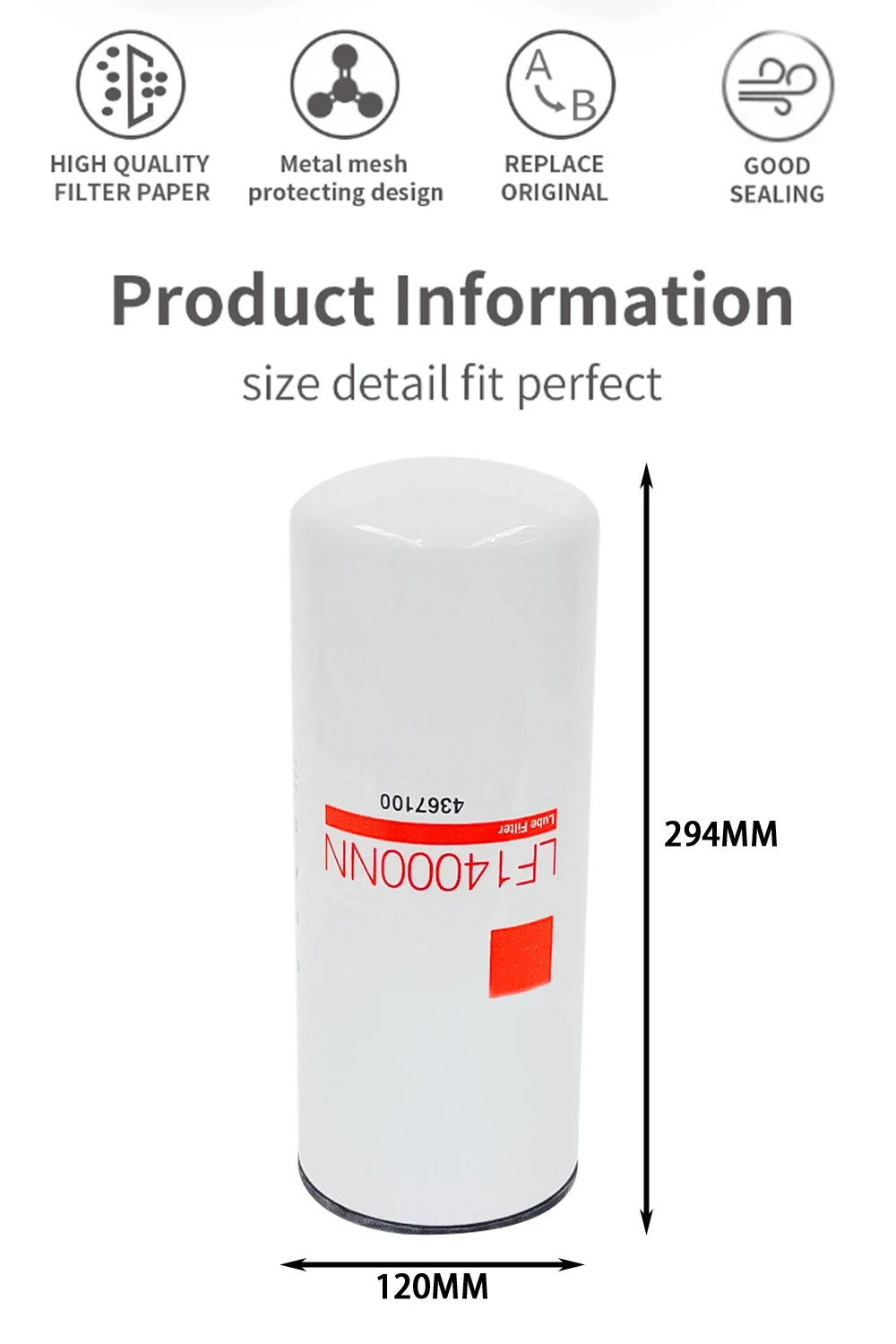 Oil Filter LF14000NN 4367100 Upgraded Version of LF9080 LF9080 LF9001 ISX ISM QSX QSM and M11 Engines P559000 Customization
