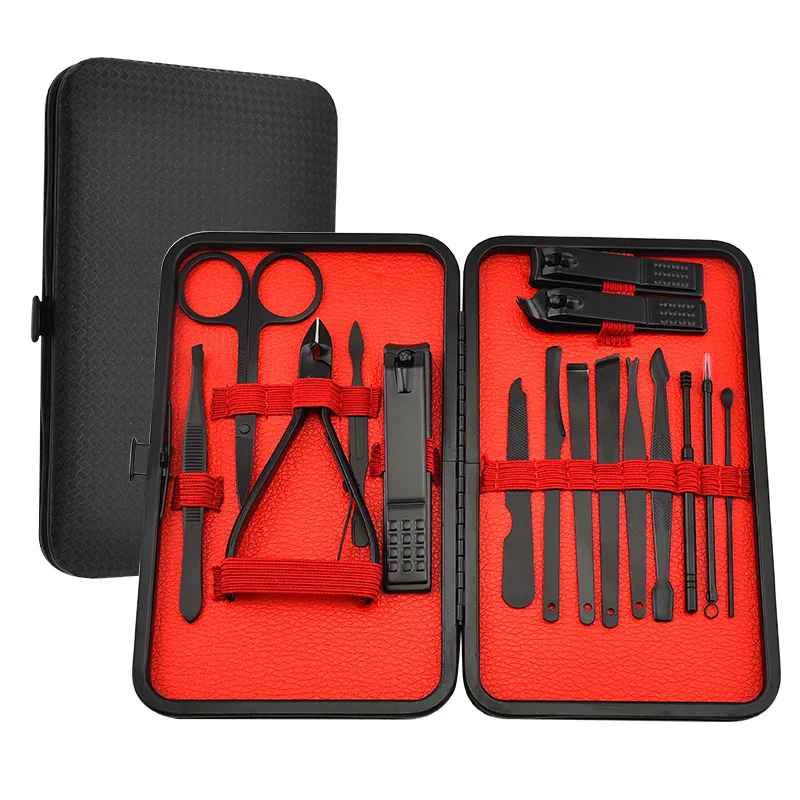Hotsale High Quality Black Nail Clippers Beauty Manicure Tool Set 7/8/10/15/18pcs/set Dead Skin Clippers Pedicure Manicure Set