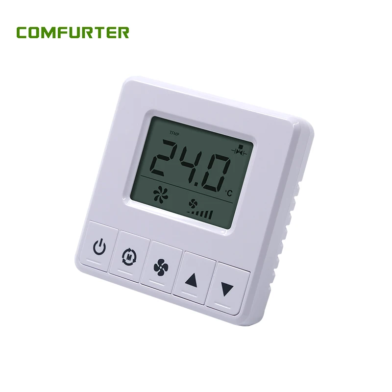 Comfurter 2/4 Pipe 3 Speed Digital Display Fan Coil Unit Room Thermostat