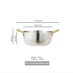 Korean Kitchen Cookware Food Sets High Quality Double Handle Stainless Steel Cooking Soup Pot Soup & Stock Pots Metal All-season