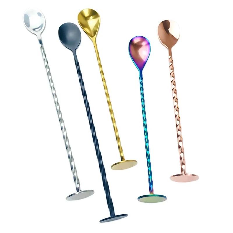 High Quality 30cm Stainless Steel Cocktail Stirrer with Custom Logo Durable Metal Bar Tool for Party Coffee Tea Milk Blending
