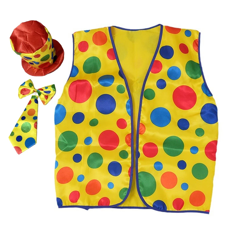 Wholesale New Halloween Festival Clown Vest Costume Hat Stage Party Costume Bow Tie Performance Props Custom Logo Free