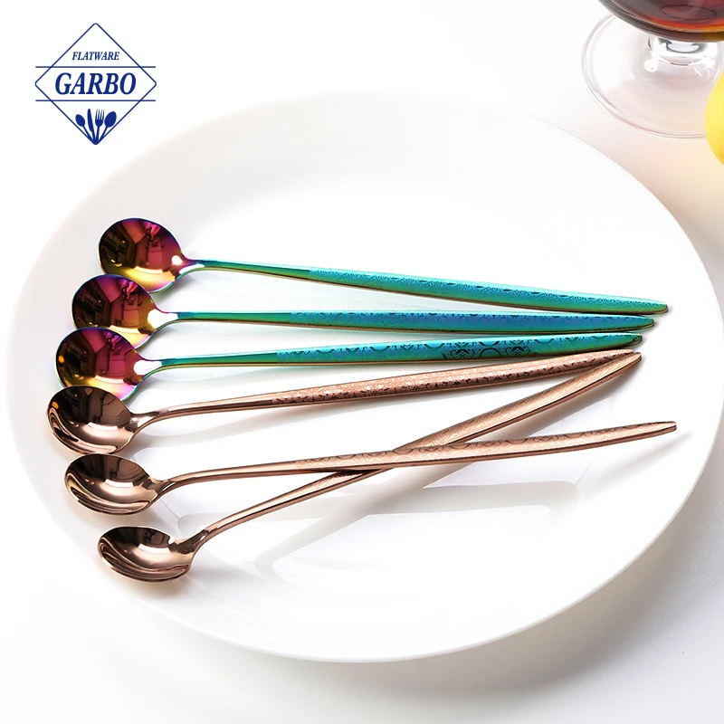 Espresso Spoons Rainbow Cute Small Coffee Spoons 18/10 Stainless Steel Rose Gold Demitasse Spoons for Tea Dessert Appetizer
