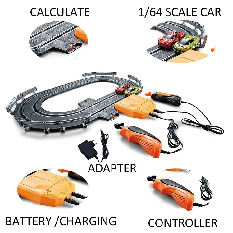 1/64 Scale Rc Slot Car Race Track Toy Car Electric Powered Slot Car Race Track