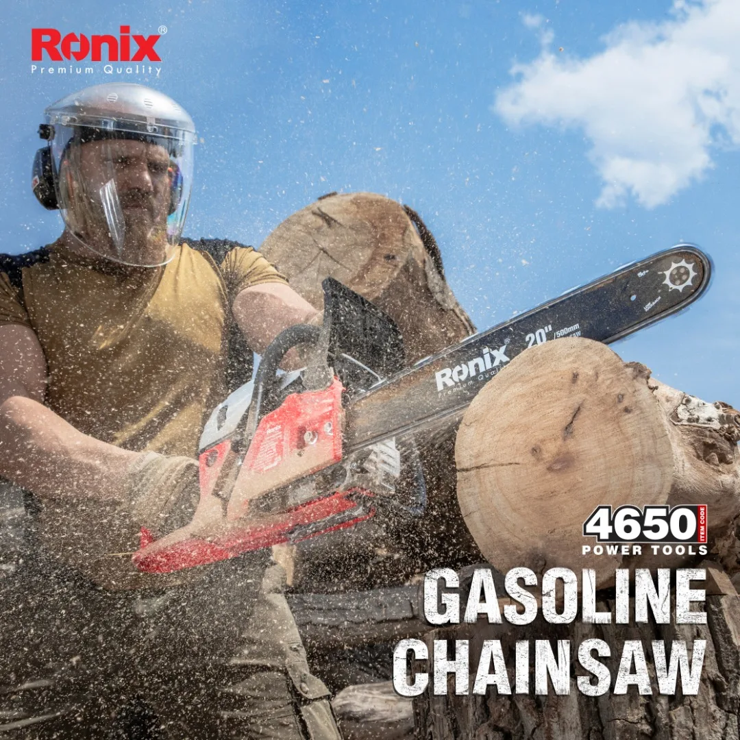 Ronix Model 4650 Petrol Gas Wood Cutting Machine Hand Manual Garden Field Steel Power Tools CS5800 Gasoline Chain Saw