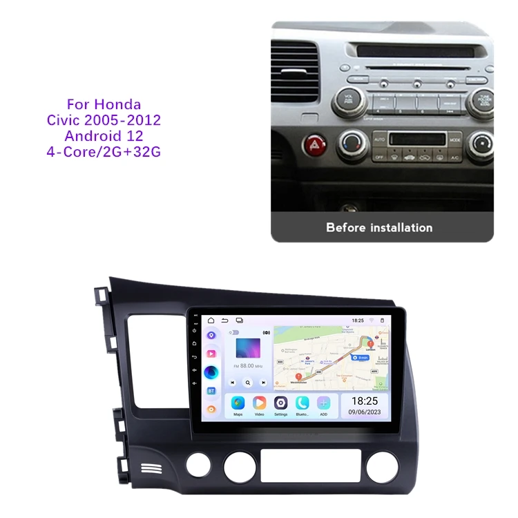 For Honda Civic 2005-2012 10 inch Carplay Ai Box 1024*600 Wireless Carplay Box Android Player For Car DVD