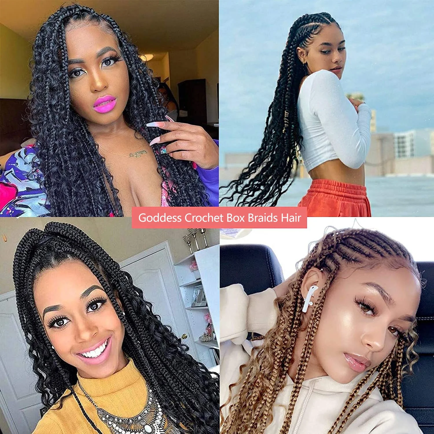 14inch Goddess Box Braids Bohemian Curly Ends Ombre Synthetic Crochet Braiding Hair Extension