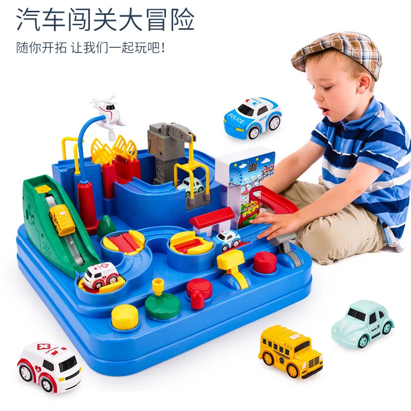 Educational Toy City Rescue Race Small Train Rail Car Track Slot Car Set Adventure Toys for Kids