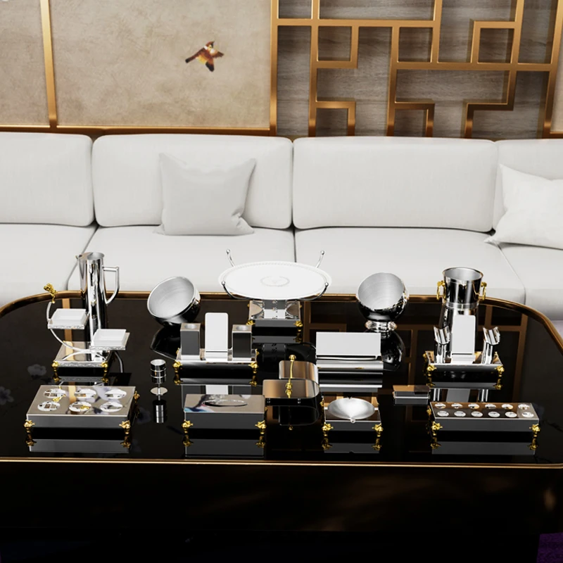 KTV desktop supplies silver stainless steel ice bucket snack tray cup holder set