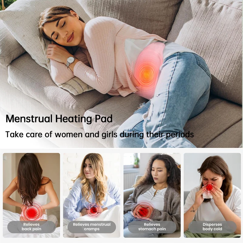 Smart Waist Hot Compress Warm Period Pain Relief Vibration Menstrual Heating Pad For Menstrual Cramps Massage Belt