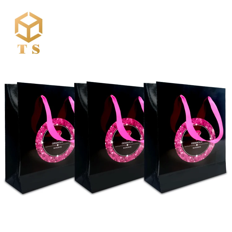 
Customized Logo Print Luxury Cosmetic Jewelry Gift Shopping Paper Bag with Handle 