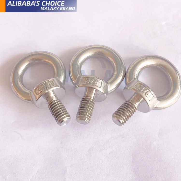 MALAXY Wholesale  3/8 1/4 m2 m6 m14 m20 m24 eye bolt din580 strong 4mm  Stainless Steel Plain Eye Bolt Shoulder Lifting Eye Bolt