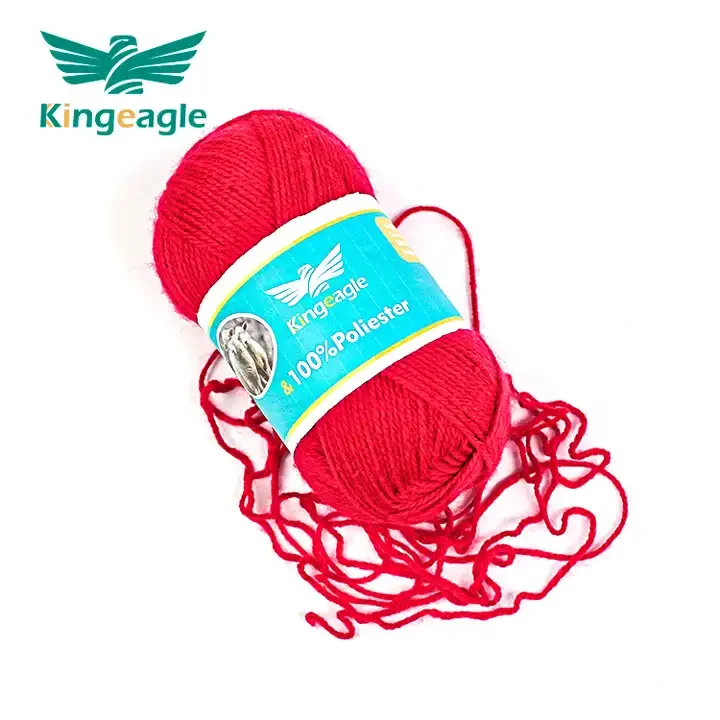 Kingeagle Wholesaler Direct Sale 100%Polyester Fabric Red Wool Sweater Hand Knitting Yarn