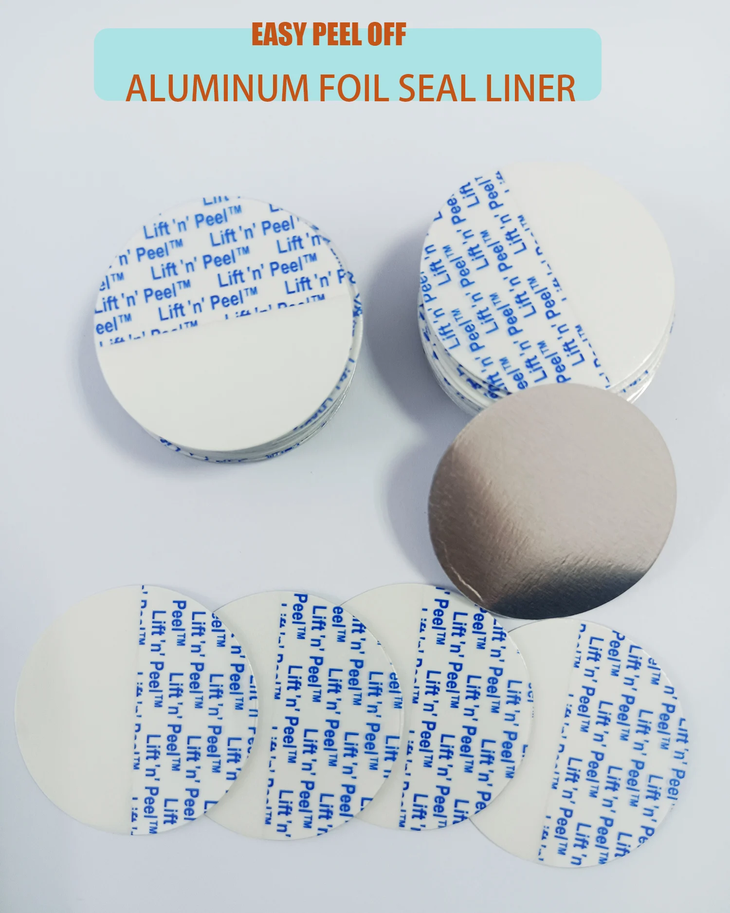 Lift N Peel easy Tear Aluminum Foil  Seal Liner Wad For PE/PET/PP/glass Bottles