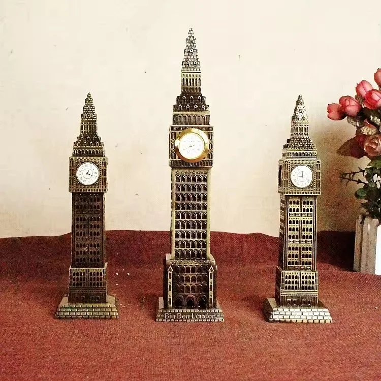 yuyang World Famous Architecture Antique Metal Crafts London Souvenir Big Ben Model for Office Ornaments