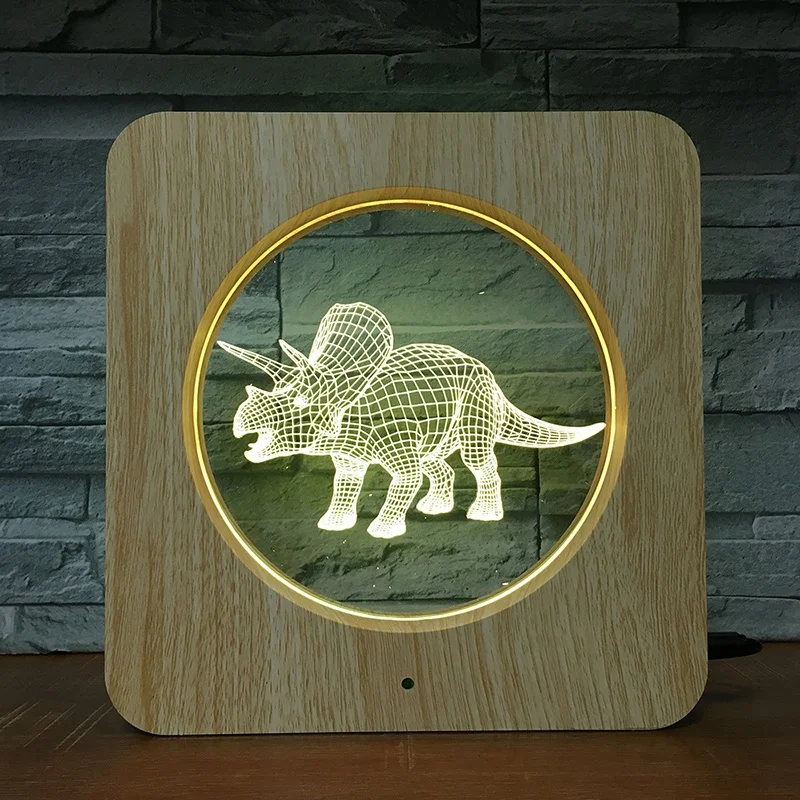 KS 3D-12 triceratops динозавр 3D фоторамка иллюзия Лампа-сенсорный выключатель 7 цветов свет рождественский подарок детский подарок