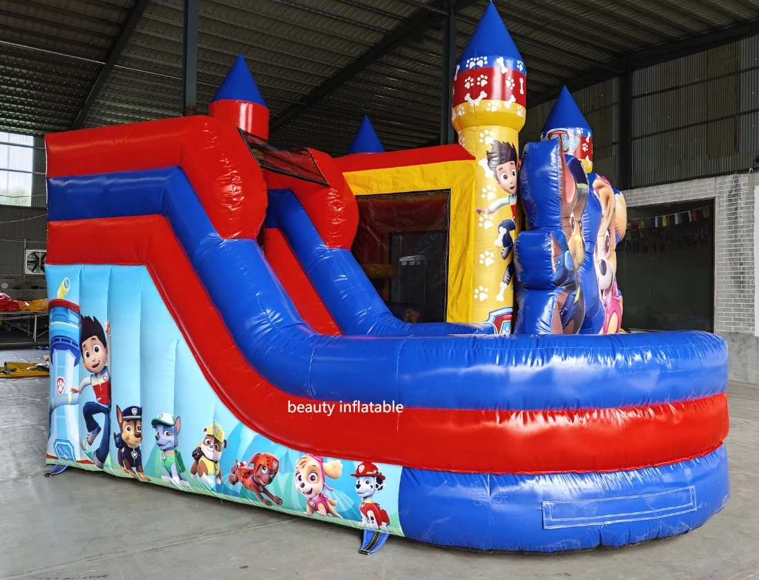 Customized  Paw Dog Patrol theme combo inflatable bouncy castle combo for party business