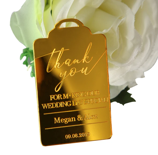Luxury wedding thank you gift tag with personalized name SAVE THE DATE personalized golden  Favor bridal party decoration