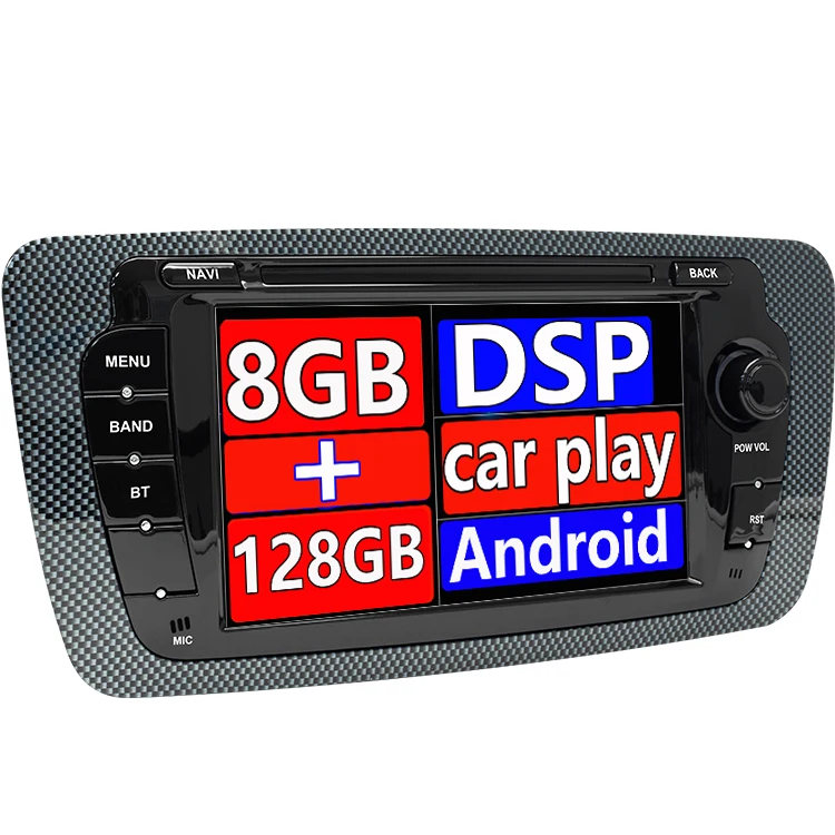 Android 12   Car Stereo Radio DVD Player GPS Navigation Touch Display 2Din Head Unit Supports WiFi Backup for SEAT Ibiza MK4//6J