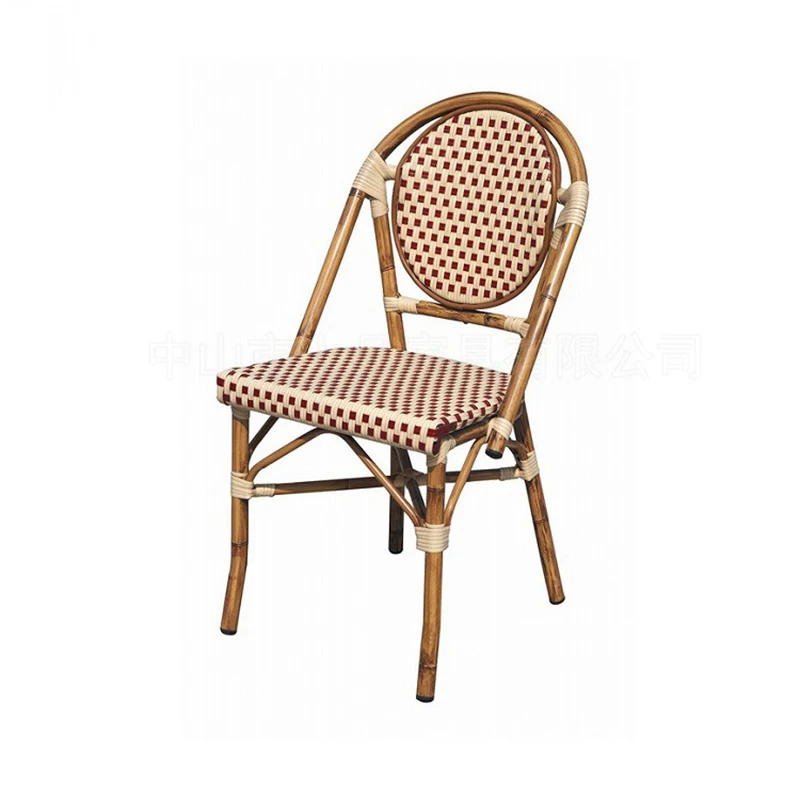 wholesale outdoor commercial  furniture aluminum bamboo look woven rattan french bistro chairs for dining