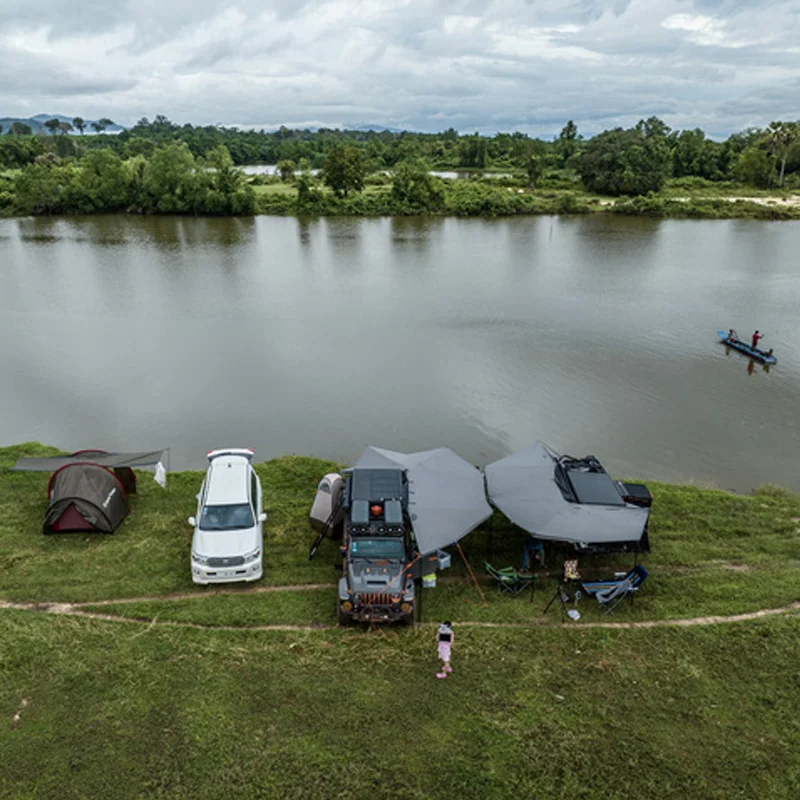 Outdoor Sun Rain Canopy Tent for Car Side Awning Rainproof Aluminum Frame Free Standing Automatic