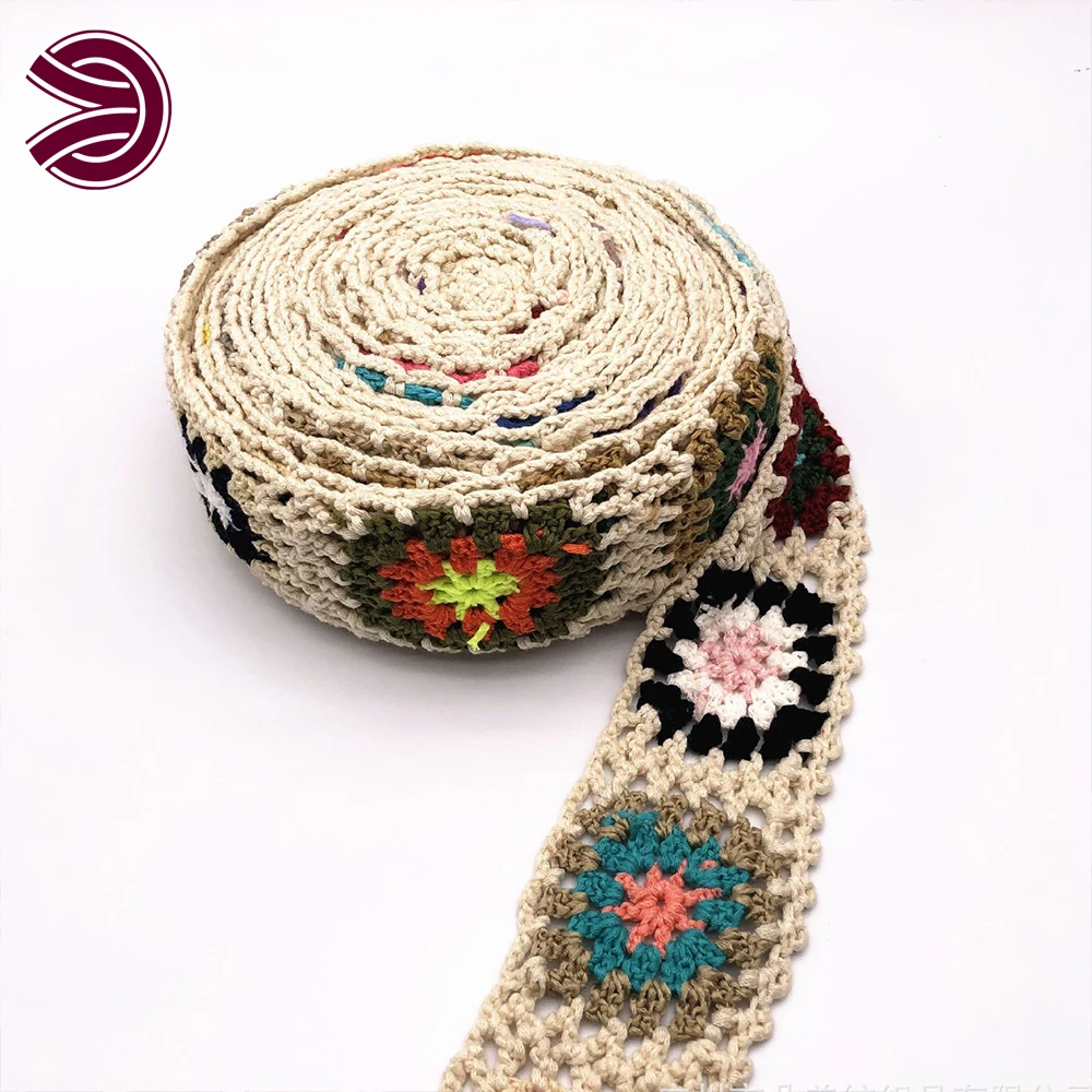 Wholesale Colored Pentagonal Hollow Crochet Lace Cardigan Sweater Accessories Decoration Crochet Trim
