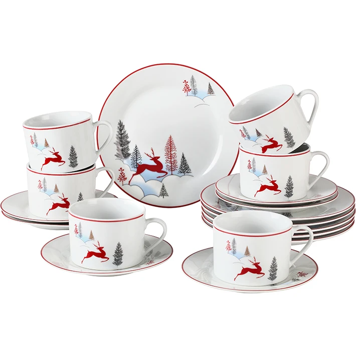 Набор керамических тарелок, набор посуды из костяного фарфора, 18 шт.