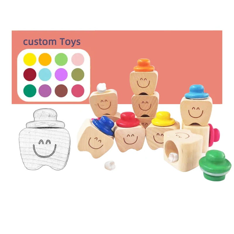 Baby Teeth and Holder Tooth Fairy Box Wooden Small tooth Baby Milk Tooth Box
