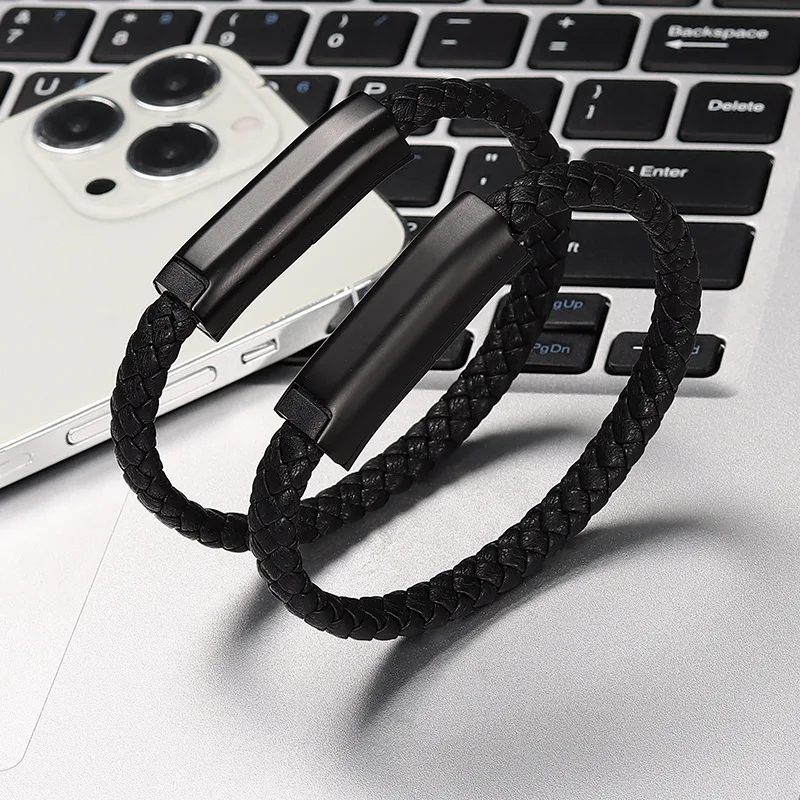 Wholesale High Quality Safe Fast Charging  Data Cable  Leather Bracelet