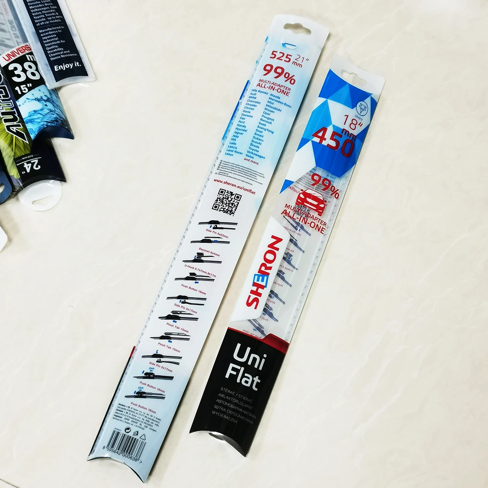 New design clear PVC PET PP plastic car windshield wiper blade pillow packaging box