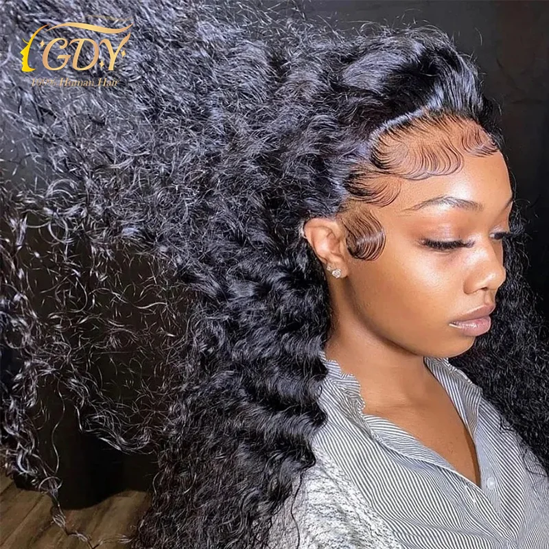 Wholesale Brazilian Human Hair HD Transparent Lace Front Wig Deep Wave 13*4 HD Swiss Lace Frontal Wigs for Black Women