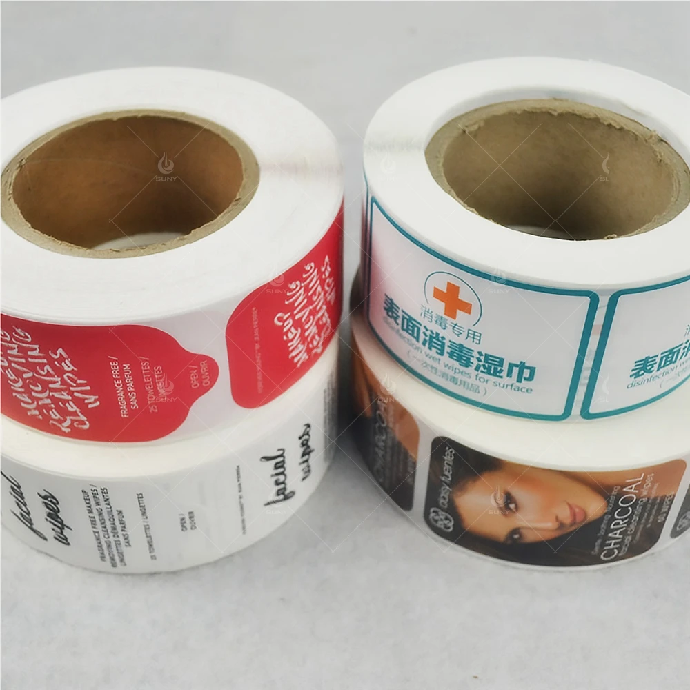 Custom Plastic Transparent stickers Resealable Wet Wipes Adhesive Package Stickers