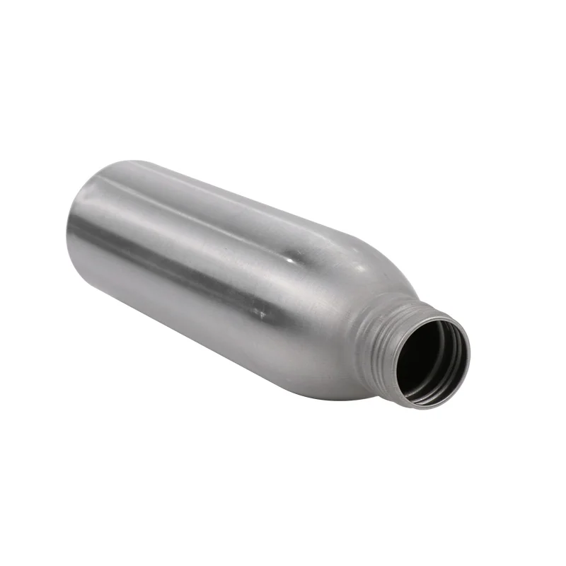 High quality aluminum vodka beverage bottle with metal threaded cover