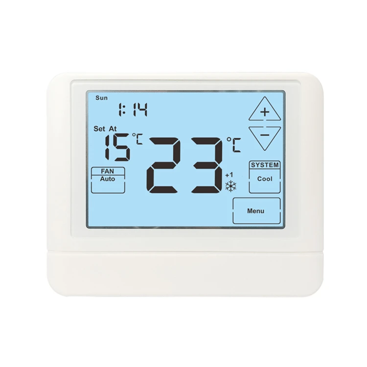 24V Touch Screen LCD 7 Day Programmable Air Conditioner Room Thermostat for HVAC System