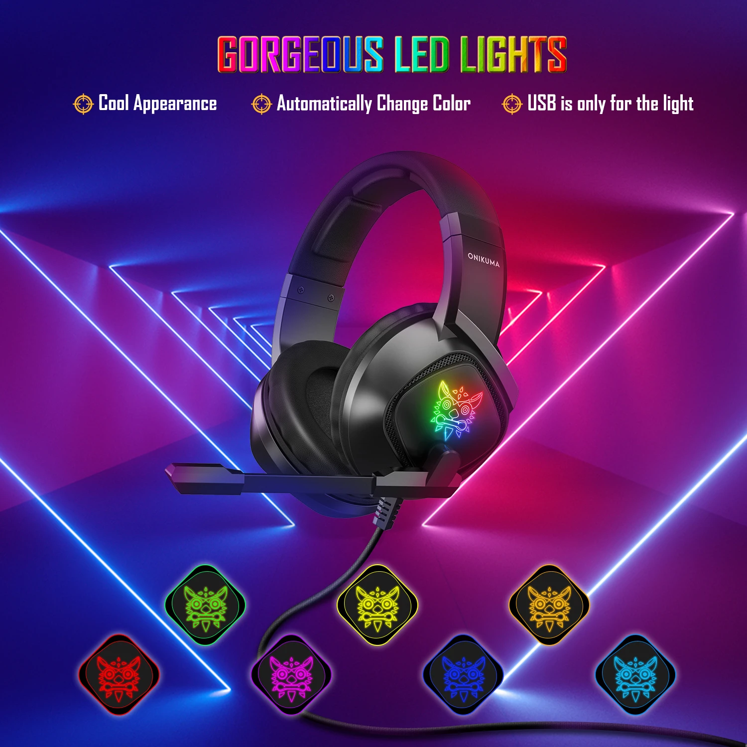  Ancreu ONIKUMA K19 Проводная Лучшая цена производительность дешевая PC PS4 LED RGB игровая гарнитура для