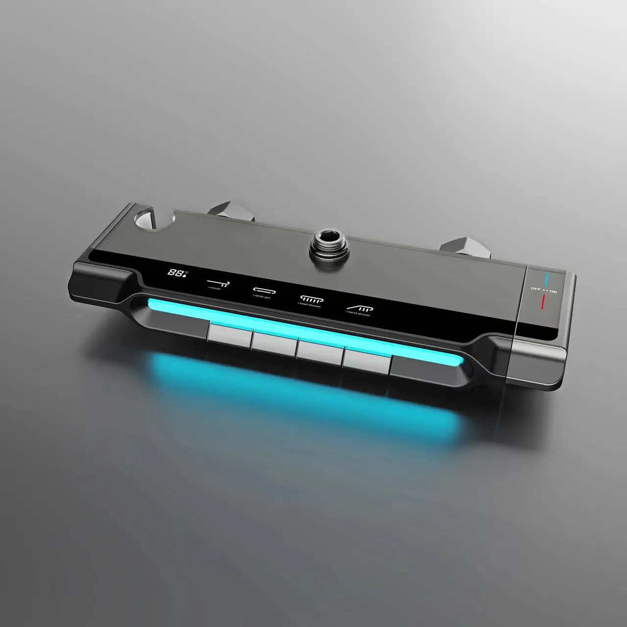 Duchas Modern Digital Cold And Hot Water Brass Luxury Rain Mixer Black System Thermostatic Piano Key Bathroom Smart Shower Set