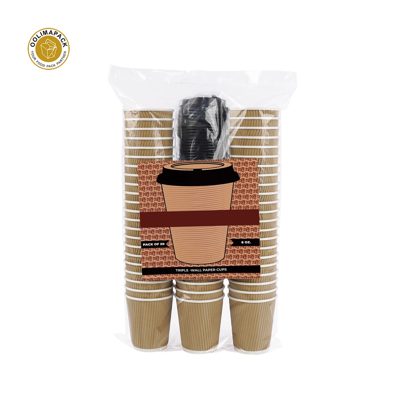 OOLIMAPACK High Quality Ripple Double Wall Red Paper Cup With Lid For Sales In Supermarkets Paper coffee cups