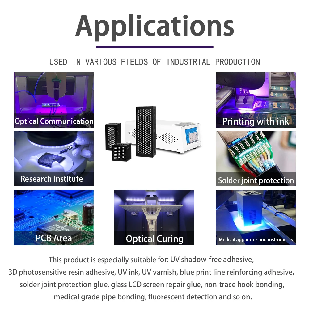 200*50mm effective irradiation width LED uv curing machine curing for uv adhesive coating paints 365nm wavelength