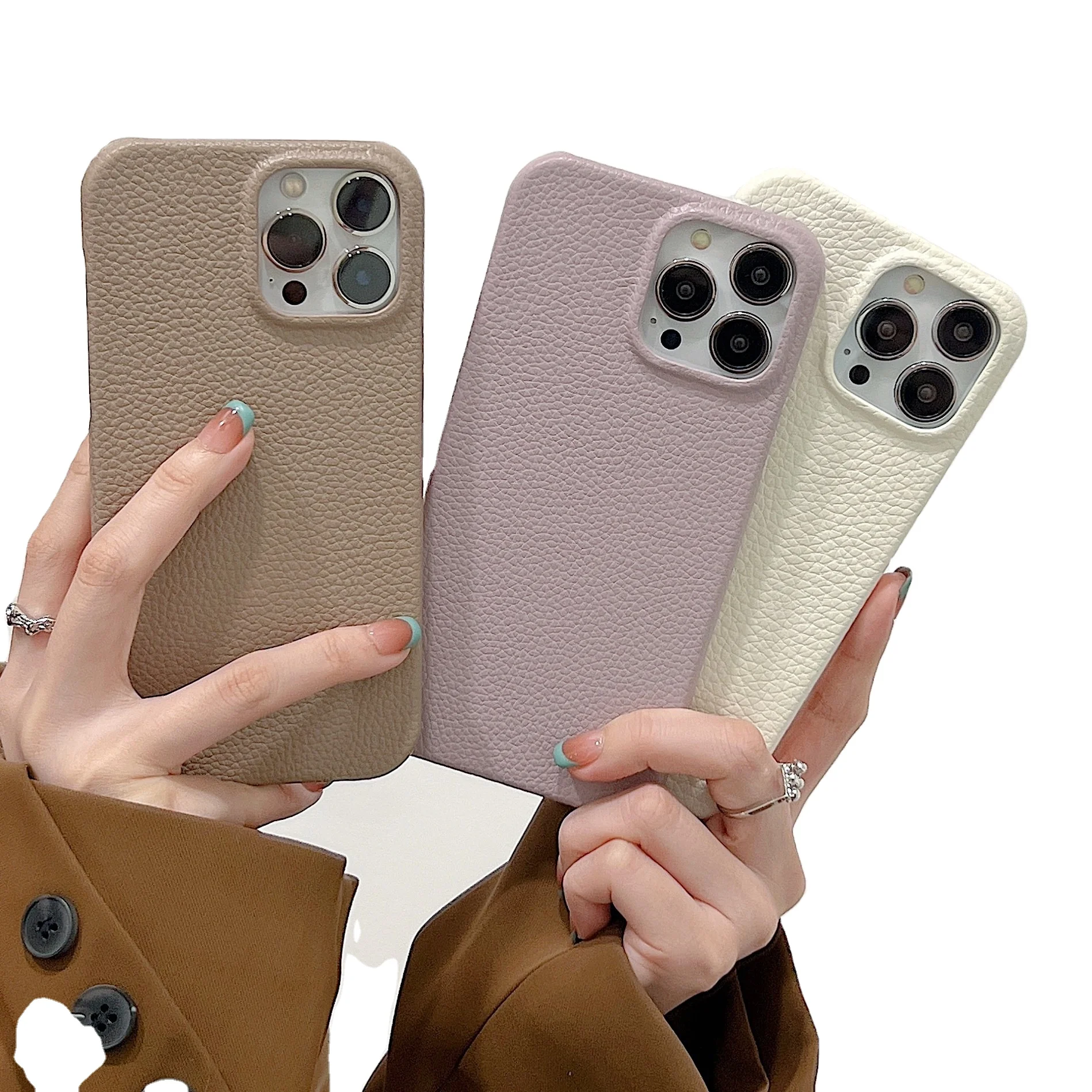 Litchi grain mobile phone case wholesale full package anti-fall niche mobile phone case protection cover wholesale