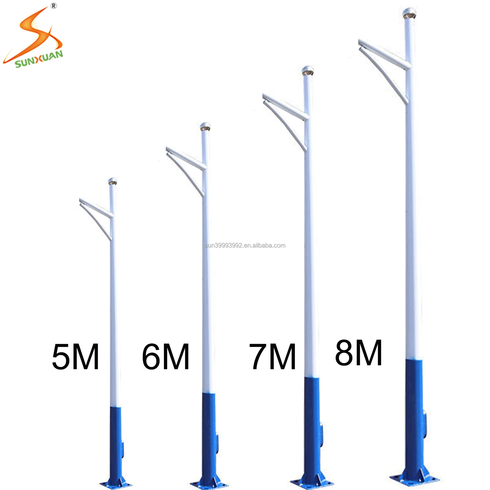 Double single arm galvanized steel solar street light pole post lamp pole customized outdoor 4m 5m 6m 7m 8m 9m 10m 12m