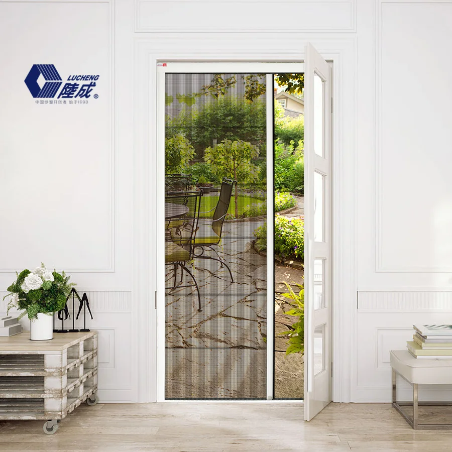 Factory wholesale fly screen door mosquito net pleated mesh for folding screen door