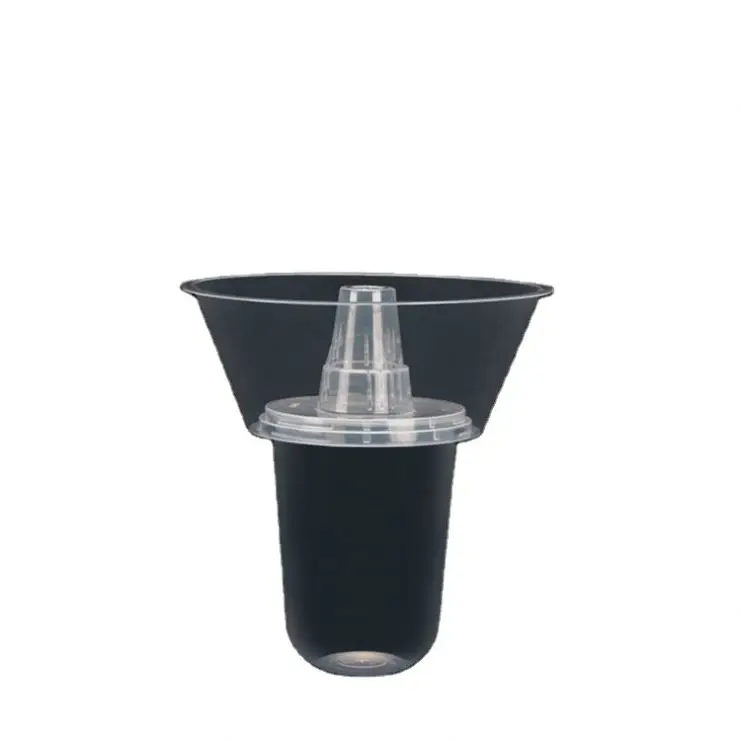 Custom Printed Disposable Clear PP Transparent Disposable Plastic To Go Cups With Tray