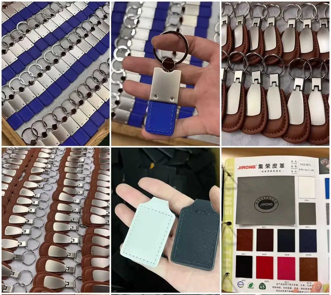 Wholesale Custom Laser Engraving Metal Digital Printing Photo Keyring Blanks Pu Leather Keychain