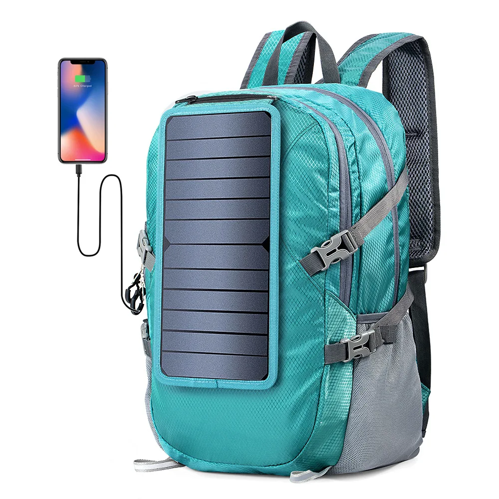 Foldable Folding Solar Backpacks Teen Book Bag School College Travel Charging Daypack 30 Inch Large Capacity laptop Knapsack