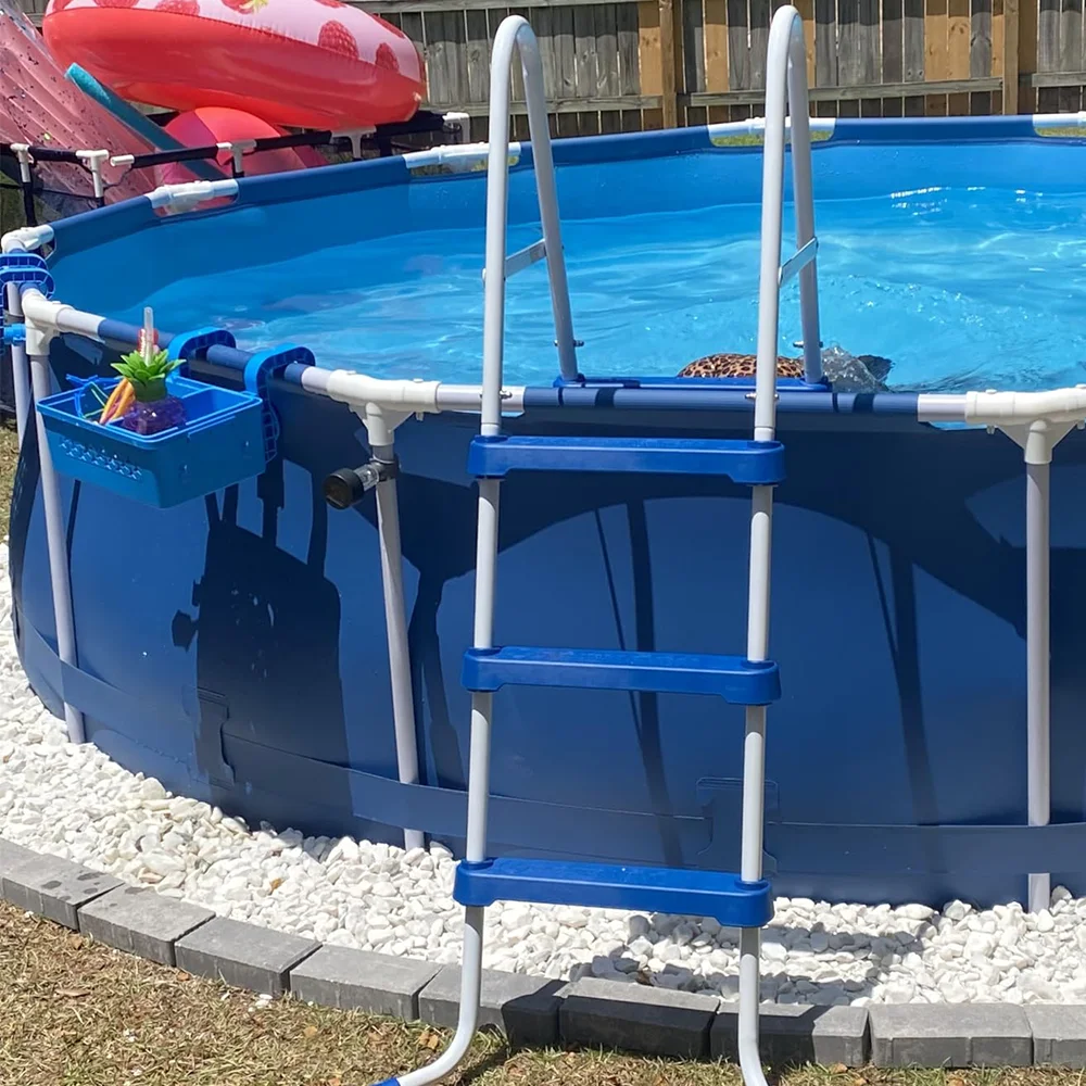 Outdoor Swimming Step Pool Slide Ladders Folding 304 Steel 3 Step Ladders Easy Store Step for Above-ground and In-ground Piscina